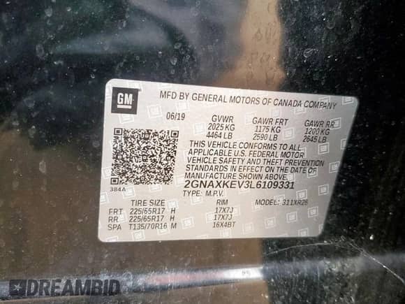 2020 Chevrolet Equinox LT с VIN 2GNAXKEV3L6109331, выставлен на аукционе Copart как лот 84641935 с пробегом 118 475 миль миль и Чистый • Clean title. История ставок и продаж доступна на DreamBid. Изображение 13.
