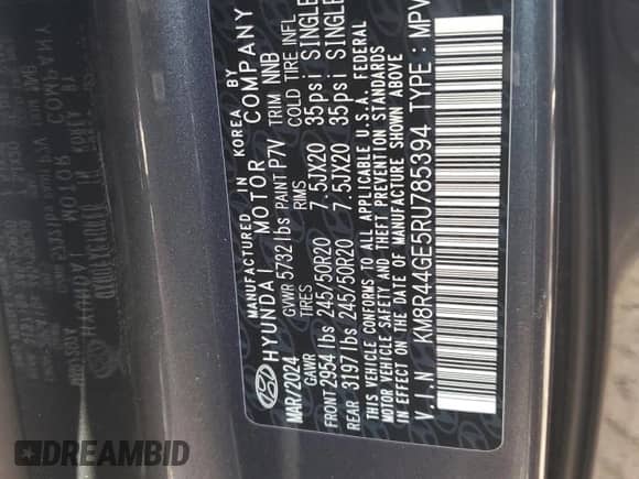 2024 Hyundai Palisade SEL с VIN KM8R44GE5RU785394, выставлен на аукционе Copart как лот 83797215 с пробегом 17 690 миль миль и Чистый • Clean title. История ставок и продаж доступна на DreamBid. Изображение 14.