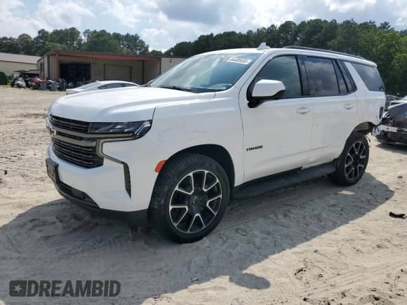 2021 Chevrolet Tahoe RST z VIN 1GNSCRKD3MR408408, wystawiony jako Copart lot #64485655 z przebiegiem 54 263 mil mil oraz Szkoda całkowita • Salvage title. Historia ofert i sprzedaży dostępna na DreamBid. Obrazek 1.