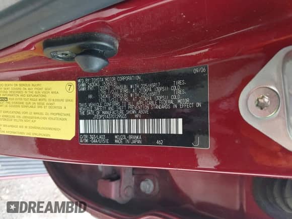 2007 Toyota Highlander w/3rd Row z VIN JTEDP21A370129503, wystawiony jako IAAI lot #43110317 z przebiegiem 149 398 mil mil oraz . Historia ofert i sprzedaży dostępna na DreamBid. Obrazek 9.