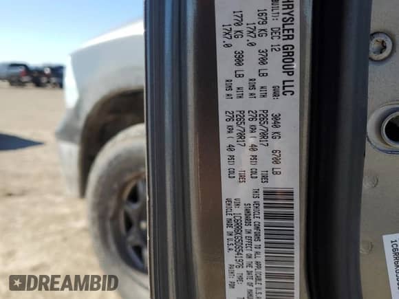 2013 Ram 1500 Tradesman with VIN 1C6RR6KG5DS541976, listed as a Copart auction lot 41976985 with 265,991 mi miles and Salvage title. Bid and sale history available at DreamBid. Image 12.