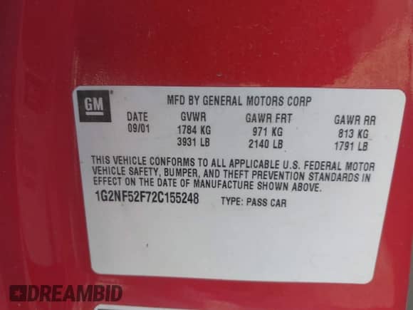 2002 Pontiac Grand Am SE1 с VIN 1G2NF52F72C155248, выставлен на аукционе IAAI как лот 43043734 с пробегом 109 901 миль миль и . История ставок и продаж доступна на DreamBid. Изображение 9.