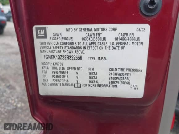 2002 Chevrolet Tahoe Z71 z VIN 1GNEK13Z32R322556, wystawiony jako IAAI lot #43031357 z przebiegiem 170 374 mil mil oraz . Historia ofert i sprzedaży dostępna na DreamBid. Obrazek 9.