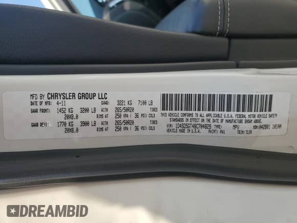 2011 Dodge Durango Citadel with VIN 1D4SD5GT4BC704829, listed as a Copart auction lot 80913255 with 200,202 mi miles and Salvage title. Bid and sale history available at DreamBid. Image 14.