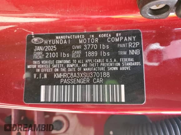 2025 Hyundai Venue SEL с VIN KMHRC8A3XSU370188, выставлен на аукционе Copart как лот 84652875 с пробегом 24 727 миль миль и На запчасти • Non repairable. История ставок и продаж доступна на DreamBid. Изображение 13.
