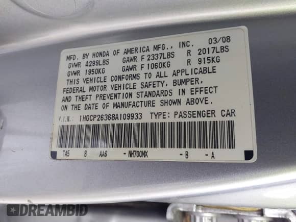 2008 Honda Accord LX с VIN 1HGCP26368A109933, выставлен на аукционе IAAI как лот 43497854 с пробегом 194 123 миль миль и . История ставок и продаж доступна на DreamBid. Изображение 9.