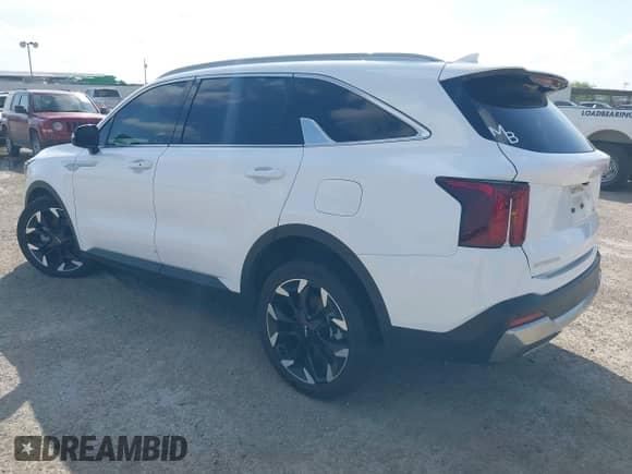 2025 Kia Sorento EX z VIN 5XYRH4JFXSG326301, wystawiony jako IAAI lot #42695332 z przebiegiem 19 187 mil mil oraz . Historia ofert i sprzedaży dostępna na DreamBid. Obrazek 3.