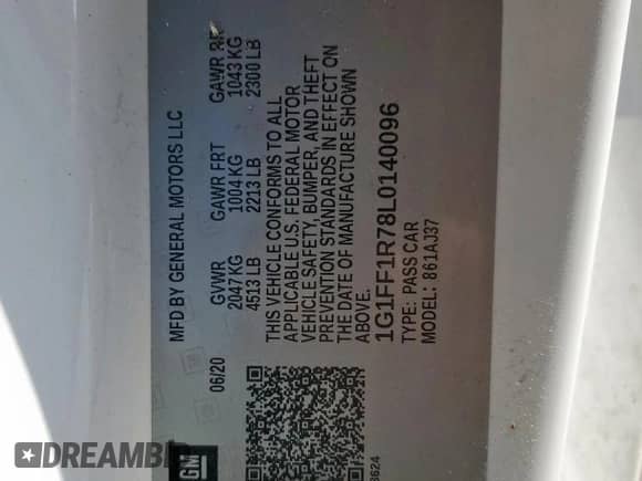 2020 Chevrolet Camaro 1SS with VIN 1G1FF1R78L0140096, listed as a Copart auction lot 85679685 with 102,326 mi miles and Clean title. Bid and sale history available at DreamBid. Image 12.