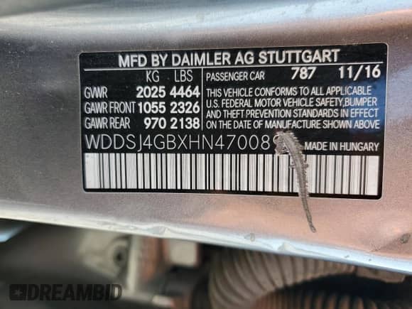 2017 Mercedes-Benz CLA 250 with VIN WDDSJ4GBXHN470089, listed as a Copart auction lot 68091205 with 190,280 mi miles and Clean title. Bid and sale history available at DreamBid. Image 12.