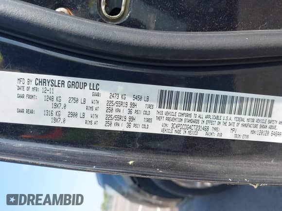 2012 Dodge Journey Crew with VIN 3C4PDCDG4CT231468, listed as a IAAI auction lot 43178465 with 250,483 mi miles and . Bid and sale history available at DreamBid. Image 9.