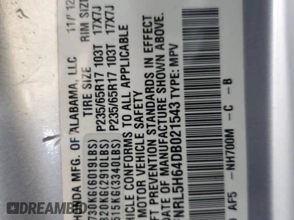 2013 Honda Odyssey EX-L с VIN 5FNRL5H64DB021543, выставлен на аукционе Copart как лот 84252445 с пробегом 147 038 миль миль и Списание • Salvage title. История ставок и продаж доступна на DreamBid. Изображение 13.