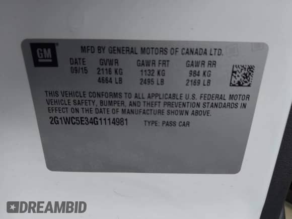 2016 Chevrolet Impala LTZ с VIN 2G1WC5E34G1114981, выставлен на аукционе IAAI как лот 43300382 с пробегом 102 292 миль миль и . История ставок и продаж доступна на DreamBid. Изображение 9.