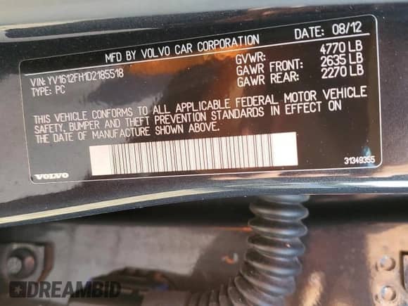 2013 Volvo S60 T5 с VIN YV1612FH1D2185518, выставлен на аукционе Copart как лот 80955345 с пробегом 145 867 миль миль и Чистый • Clean title. История ставок и продаж доступна на DreamBid. Изображение 10.