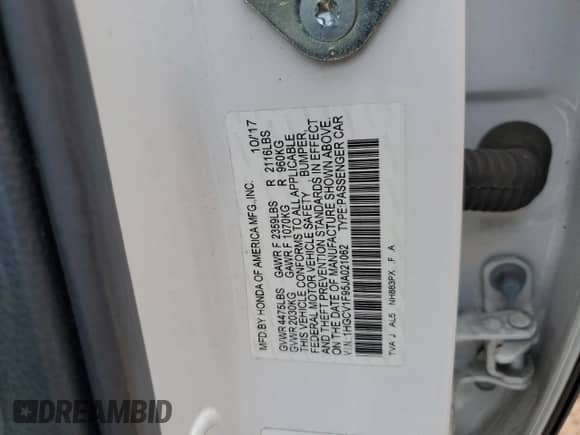 2018 Honda Accord Touring with VIN 1HGCV1F95JA021062, listed as a Copart auction lot 59837315 with 121,752 mi miles and Salvage title. Bid and sale history available at DreamBid. Image 12.