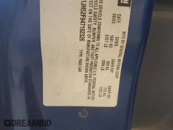 2004 Chevrolet Cavalier LS Sport z VIN 1G1JH52F947192326, wystawiony jako Copart lot #64629685 z przebiegiem 110 477 mil mil oraz Nie do naprawy • Non repairable. Historia ofert i sprzedaży dostępna na DreamBid. Obrazek 12.