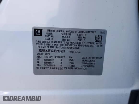 2018 Chevrolet Equinox LT with VIN 2GNAXJEV2J6213963, listed as a Copart auction lot 87484915 with 58,259 mi miles and Salvage title. Bid and sale history available at DreamBid. Image 13.