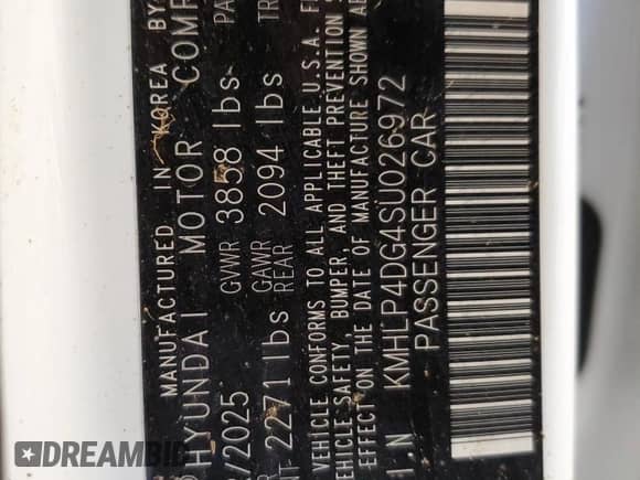 2025 Hyundai Elantra Limited z VIN KMHLP4DG4SU026972, wystawiony jako Copart lot #84915875 z przebiegiem Nie podano mil oraz Szkoda całkowita • Salvage title. Historia ofert i sprzedaży dostępna na DreamBid. Obrazek 13.