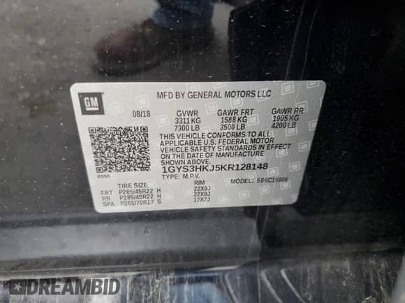 2019 Cadillac Escalade ESV Luxury с VIN 1GYS3HKJ5KR128148, выставлен на аукционе Copart как лот 54797135 с пробегом Не указан миль и Списание • Salvage title. История ставок и продаж доступна на DreamBid. Изображение 13.