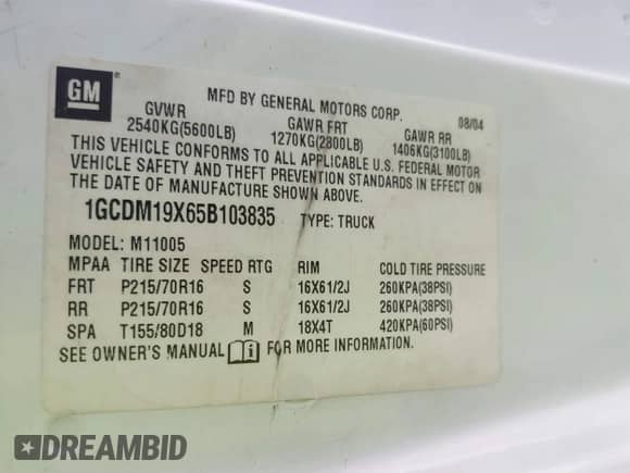 2005 Chevrolet Astro Cargo z VIN 1GCDM19X65B103835, wystawiony jako IAAI lot #41619441 z przebiegiem 166 029 mil mil oraz . Historia ofert i sprzedaży dostępna na DreamBid. Obrazek 9.