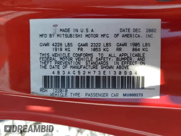 2003 Dodge Stratus с VIN 4B3AG52H73E130994, выставлен на аукционе Copart как лот 57826155 с пробегом 94 053 миль миль и На запчасти • Non repairable. История ставок и продаж доступна на DreamBid. Изображение 12.