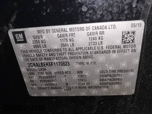 2015 Chevrolet Equinox LT z VIN 2GNALBEK6F1170823, wystawiony jako IAAI lot #42985118 z przebiegiem 105 811 mil mil oraz . Historia ofert i sprzedaży dostępna na DreamBid. Obrazek 9.