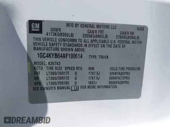 2010 Chevrolet Silverado 2500HD LTZ z VIN 1GC4KYB64AF100614, wystawiony jako IAAI lot #43478666 z przebiegiem 200 984 mil mil oraz . Historia ofert i sprzedaży dostępna na DreamBid. Obrazek 9.