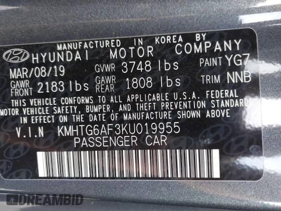 2019 Hyundai Veloster 2.0 with VIN KMHTG6AF3KU019955, listed as a IAAI auction lot 43210545 with 85,633 mi miles and . Bid and sale history available at DreamBid. Image 9.