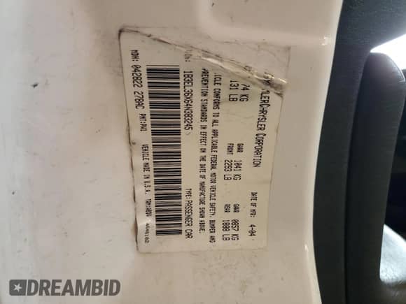 2004 Dodge Stratus SE с VIN 1B3EL36X64N383245, выставлен на аукционе Copart как лот 53088725 с пробегом 175 632 миль миль и Списание • Salvage title. История ставок и продаж доступна на DreamBid. Изображение 12.