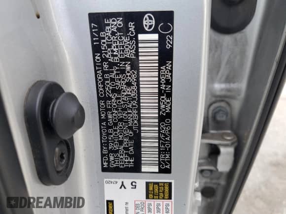 2018 Toyota Prius Two с VIN JTDKBRFU9J3584982, выставлен на аукционе Copart как лот 84051655 с пробегом 75 967 миль миль и Списание • Salvage title. История ставок и продаж доступна на DreamBid. Изображение 12.