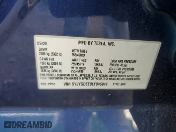 2020 Tesla Model Y Long Range z VIN 5YJYGDEE9LF046944, wystawiony jako Copart lot #89550215 z przebiegiem 48 154 mil mil oraz Szkoda całkowita • Salvage title. Historia ofert i sprzedaży dostępna na DreamBid. Obrazek 14.