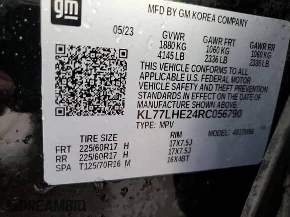 2024 Chevrolet Trax LT с VIN KL77LHE24RC056790, выставлен на аукционе Copart как лот 85583755 с пробегом 34 424 миль миль и Списание • Salvage title. История ставок и продаж доступна на DreamBid. Изображение 13.