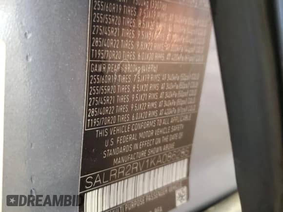 2019 Land Rover Discovery HSE with VIN SALRR2RV1KA086285, listed as a Copart auction lot 90234145 with 108,923 mi miles and Salvage title. Bid and sale history available at DreamBid. Image 14.