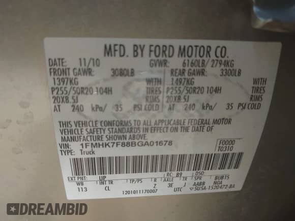 2011 Ford Explorer Limited z VIN 1FMHK7F88BGA01678, wystawiony jako IAAI lot #42993591 z przebiegiem 101 894 mil mil oraz . Historia ofert i sprzedaży dostępna na DreamBid. Obrazek 9.