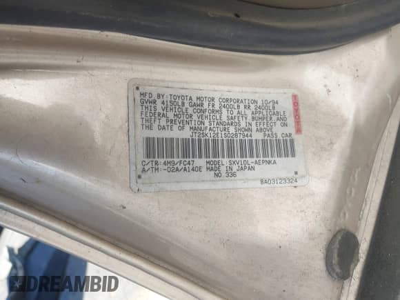 1995 Toyota Camry LE z VIN JT2SK12E1S0287944, wystawiony jako IAAI lot #43553190 z przebiegiem 205 910 mil mil oraz . Historia ofert i sprzedaży dostępna na DreamBid. Obrazek 9.