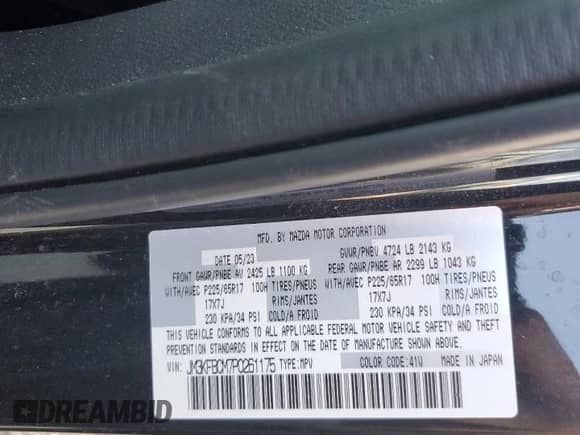 2023 Mazda CX-5 S Preferred z VIN JM3KFBCM7P0261175, wystawiony jako Copart lot #80729145 z przebiegiem 36 817 mil mil oraz Szkoda całkowita • Salvage title. Historia ofert i sprzedaży dostępna na DreamBid. Obrazek 14.
