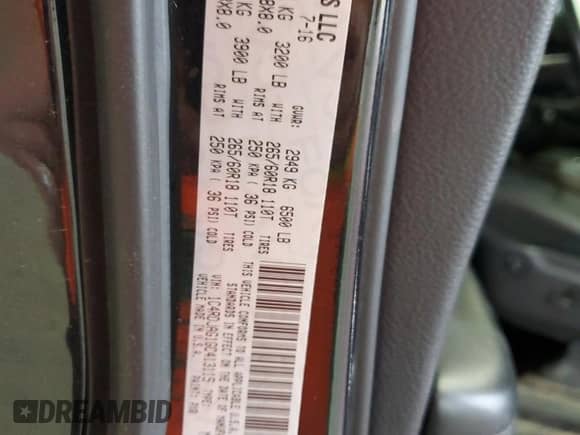 2016 Dodge Durango SXT with VIN 1C4RDJAG1GC413115, listed as a Copart auction lot 69390005 with 209,746 mi miles and Clean title. Bid and sale history available at DreamBid. Image 13.