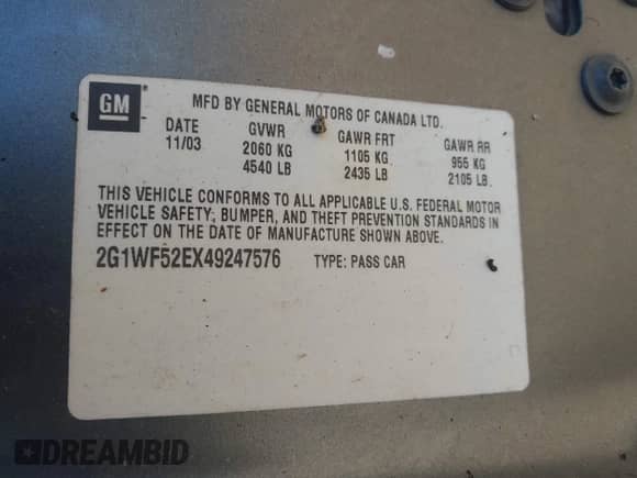 2004 Chevrolet Impala с VIN 2G1WF52EX49247576, выставлен на аукционе IAAI как лот 42798695 с пробегом 223 373 миль миль и . История ставок и продаж доступна на DreamBid. Изображение 9.