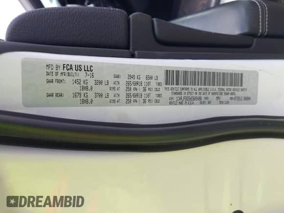 2017 Jeep Grand Cherokee Limited с VIN 1C4RJFBG5HC605496, выставлен на аукционе IAAI как лот 43132239 с пробегом 97 711 миль миль и . История ставок и продаж доступна на DreamBid. Изображение 9.