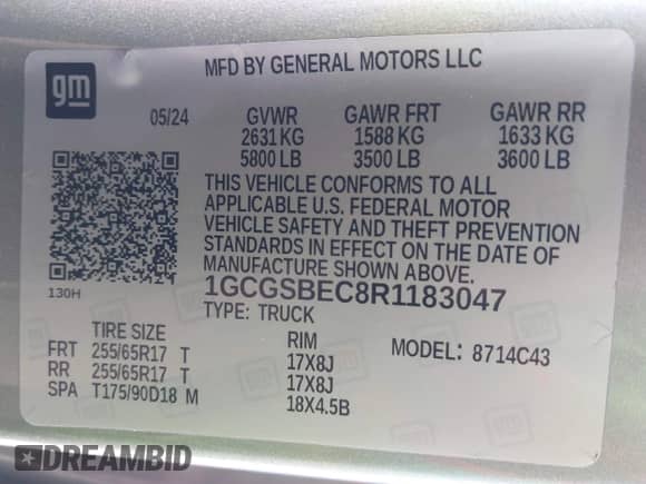 2024 Chevrolet Colorado 2WD Work Truck с VIN 1GCGSBEC8R1183047, выставлен на аукционе IAAI как лот 42312941 с пробегом 11 332 миль миль и . История ставок и продаж доступна на DreamBid. Изображение 9.