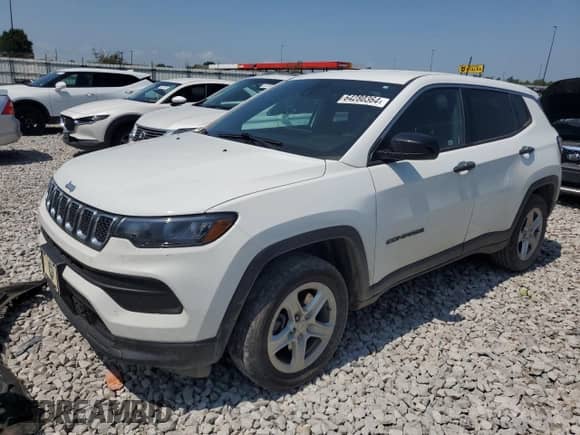 2023 Jeep Compass Sport with VIN 3C4NJDAN2PT528592, listed as a Copart auction lot 64280364 with 21,758 mi miles and Salvage title. Bid and sale history available at DreamBid. Image 1.