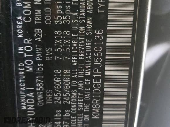 2023 Hyundai Palisade SE с VIN KM8R1DGE1PU560136, выставлен на аукционе Copart как лот 69893024 с пробегом Не указан миль и Списание • Salvage title. История ставок и продаж доступна на DreamBid. Изображение 14.