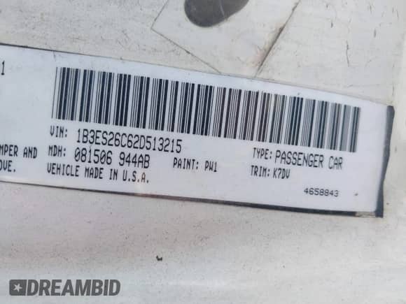 2002 Dodge Neon with VIN 1B3ES26C62D513215, listed as a IAAI auction lot 42655875 with 218,079 mi miles and . Bid and sale history available at DreamBid. Image 9.