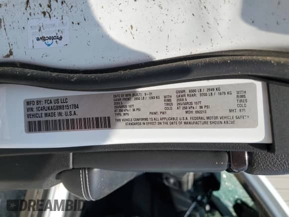 2021 Jeep Grand Cherokee Laredo with VIN 1C4RJKAG8M8151784, listed as a Copart auction lot 59259615 with 49,139 mi miles and Salvage title. Bid and sale history available at DreamBid. Image 13.