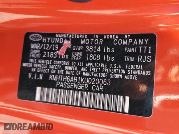 2019 Hyundai Veloster Turbo R-Spec z VIN KMHTH6AB1KU020063, wystawiony jako Copart lot #42607993 z przebiegiem 21 712 mil mil oraz . Historia ofert i sprzedaży dostępna na DreamBid. Obrazek 14.