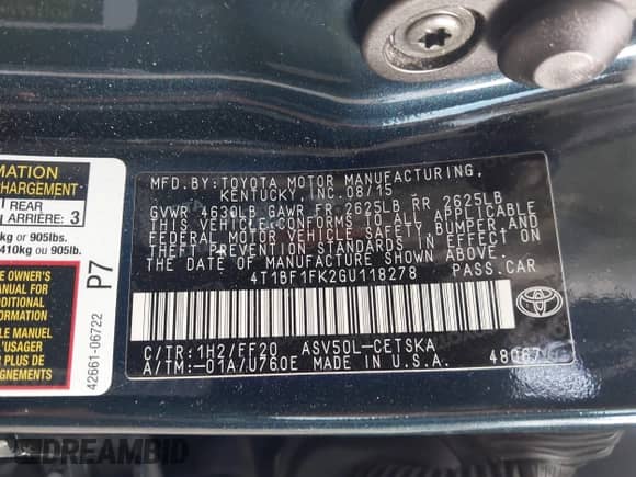 2016 Toyota Camry SE с VIN 4T1BF1FK2GU118278, выставлен на аукционе IAAI как лот 43394902 с пробегом 196 431 миль миль и . История ставок и продаж доступна на DreamBid. Изображение 9.