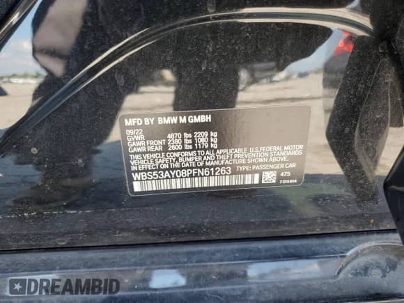 2023 BMW M3 с VIN WBS53AY08PFN61263, выставлен на аукционе Copart как лот 80928965 с пробегом 35 246 миль миль и Списание • Salvage title. История ставок и продаж доступна на DreamBid. Изображение 12.