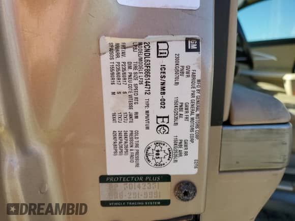 2006 Chevrolet Equinox LT с VIN 2CNDL63F866144712, выставлен на аукционе Copart как лот 85861285 с пробегом 203 894 миль миль и Чистый • Clean title. История ставок и продаж доступна на DreamBid. Изображение 14.