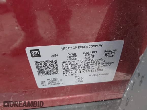 2025 Chevrolet Trax LT с VIN KL77LHEPXSC151694, выставлен на аукционе IAAI как лот 43275553 с пробегом 8 116 миль миль и . История ставок и продаж доступна на DreamBid. Изображение 9.