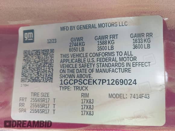 2023 Chevrolet Colorado 2WD LT с VIN 1GCPSCEK7P1269024, выставлен на аукционе IAAI как лот 41788940 с пробегом Не указан миль и . История ставок и продаж доступна на DreamBid. Изображение 9.