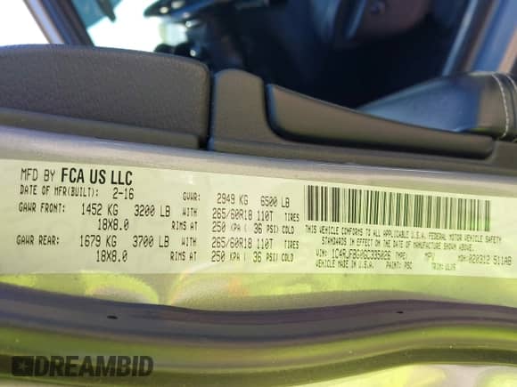 2016 Jeep Grand Cherokee Limited with VIN 1C4RJFBG0GC335026, listed as a IAAI auction lot 43257537 with 95,030 mi miles and . Bid and sale history available at DreamBid. Image 9.